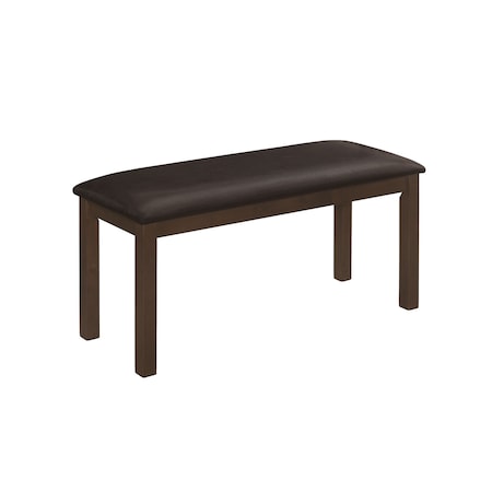 Bench, 42 In. Rectangular, Wood, Upholstered, Dining Room, Kitchen, Entryway, Brown, Transitional